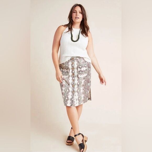 Maeve Anthropologie Button Preppy Academia Coastal Classic Skirt 0  - Picture 1 of 13